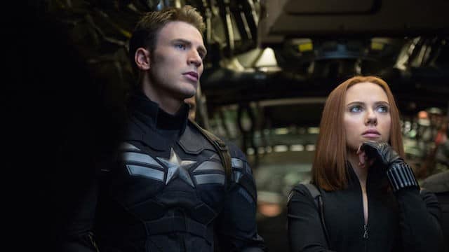 Chris Evans and Scarlett Johansson in Captain America The Winter Soldier